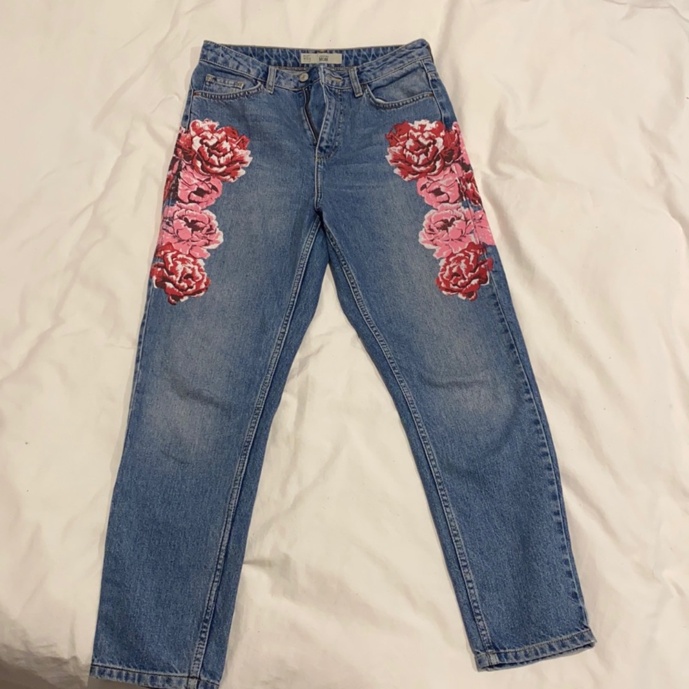 TOPSHOP MOTO: Floral Mom Jeans SIZE 28